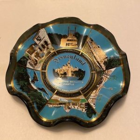 Disney Other - Disney Blue and Gold Disneyland Souvenir Trinket Dish - Scalloped Edge